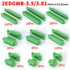 (1 pcs) 2EDGWB - 3.5mm 3.81mm Wall-Mounted Fixed Plug-in Terminal Block with Lugs KF 15EDGAM/KM Complete Set 3.5 3.81 2~24P