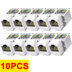 1-10PCS Cat6/Cat5e Ethernet Keystone Jack No Punch-Down Tool-Less RJ45 Module Coupler Ethernet Module Female Jack Wall Adapter