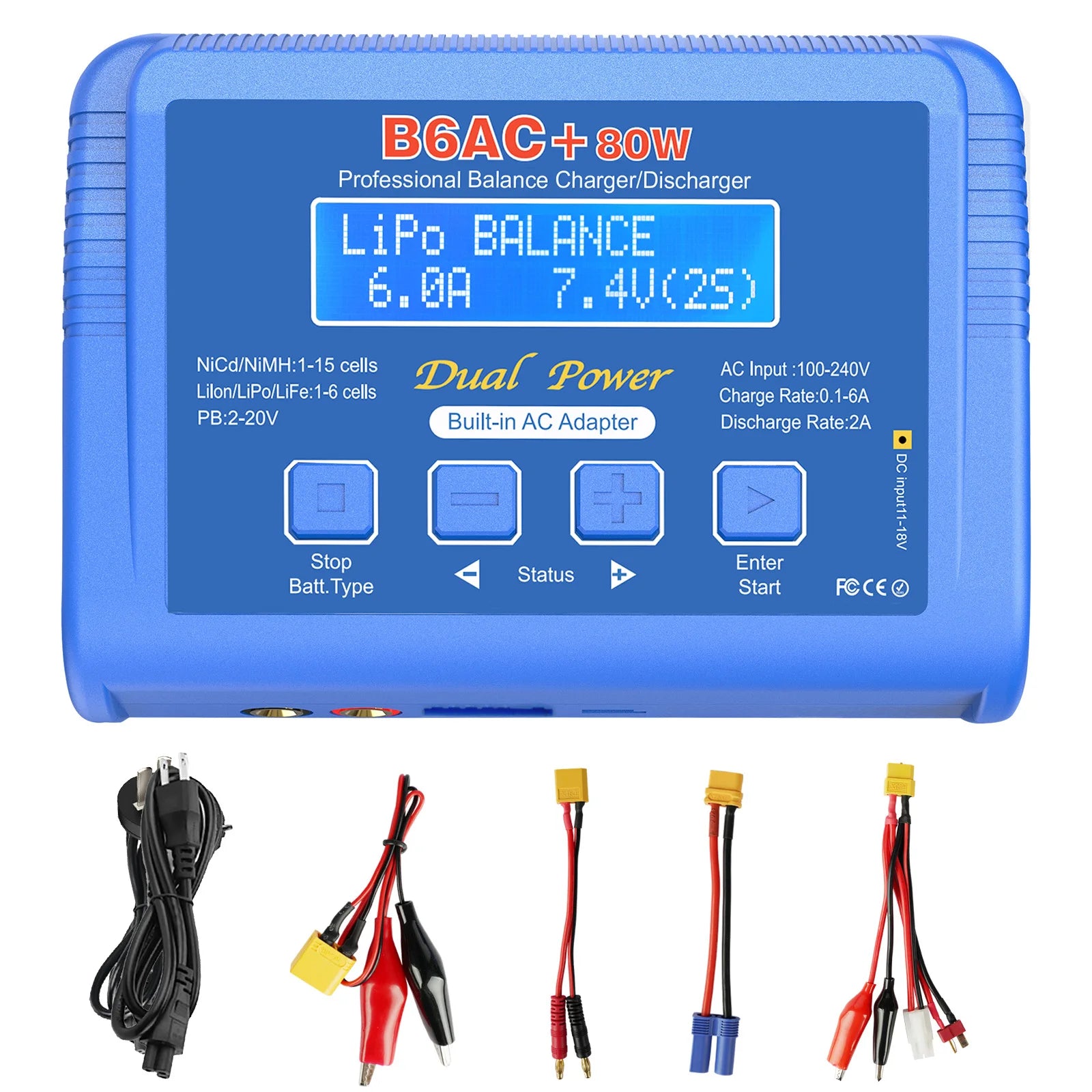 iMAX B6 80W Battery Charger For Lipo NiMh Li-ion Ni-Cd Digital Lipro Balance Charger Discharger AC Power 15V 6A Adapter Rc Car