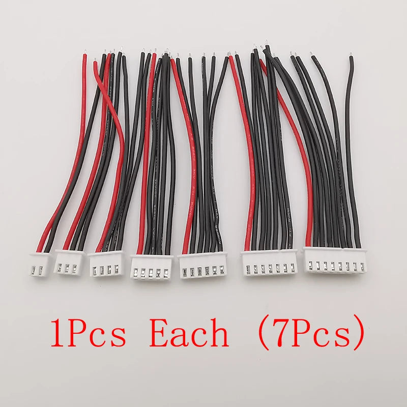 5Pcs JST-XH 2.54mm Pitch 1/2/3/4/5/6/7S Balancer Cable 22AWG Silicone RC Lipo Battery Balancer Charger Plug Wire Connector