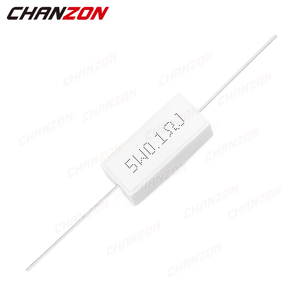 10Pcs 5W 5% Cement Wirewound Resistors 0.1 0.22 0.33 0.47 0.5 10 50 100 330 1K 10K Ohms 5Watt Fixed Wire Wound Ceramic 5 W Watt