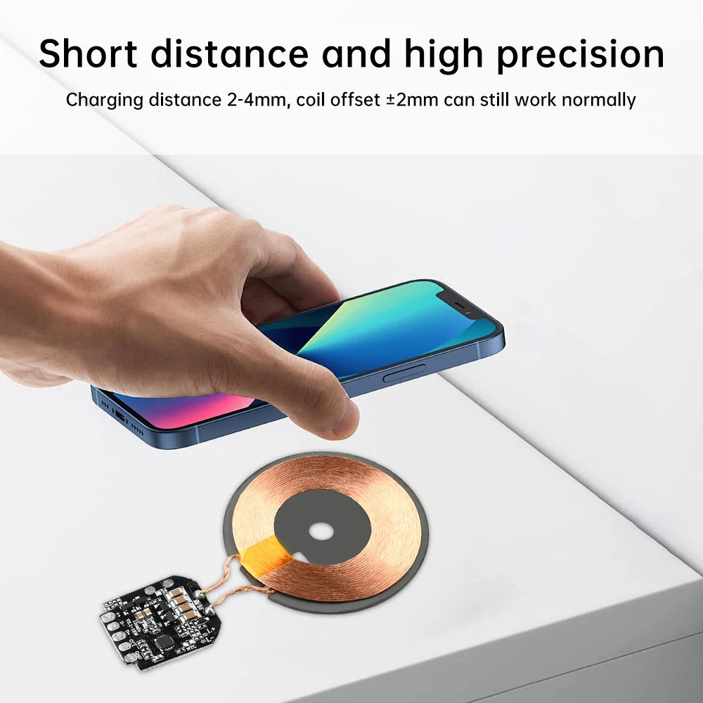 5Pcs Wireless Charging Transmitter Module Supports 5W 10W 15W Wireless Charging QC 2.0 Adapter Electromagnetic Induction Charger