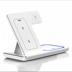 Fast Wireless Charger Charging Station 3-in-1 with Foldable Stand for Samsung iPhone 17 16 15 18 14 13 12 Apple Watch 9 8 7 Airpods, Professional for Xiaomi Huawei Type C Data Cable