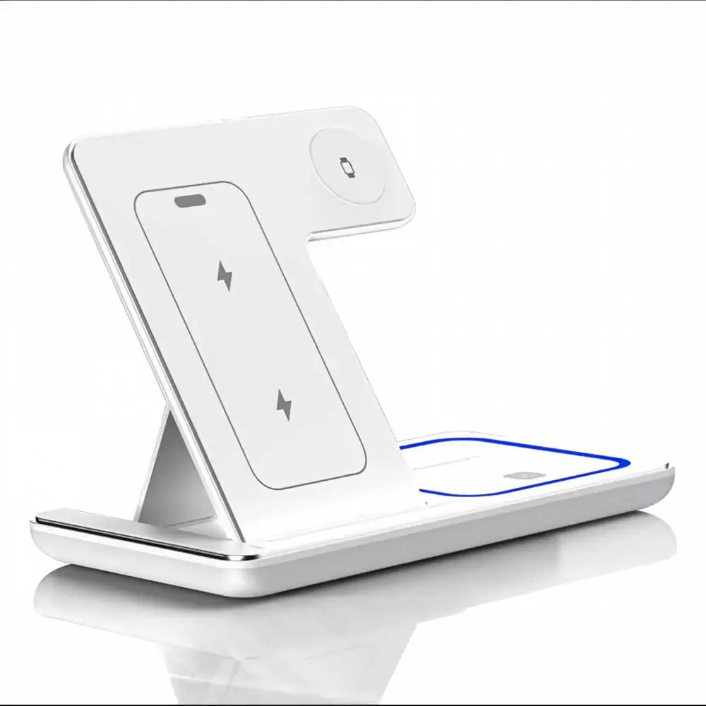 Fast Wireless Charger Charging Station 3-in-1 with Foldable Stand for Samsung iPhone 17 16 15 18 14 13 12 Apple Watch 9 8 7 Airpods, Professional for Xiaomi Huawei Type C Data Cable