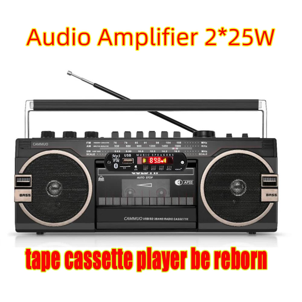 50W Amplifier MP3 Decoder Board DC 6V 18V Bluetooth 5.0 Car MP3 Player USB Recording Module FM AUX Radio For Speaker Handsfree