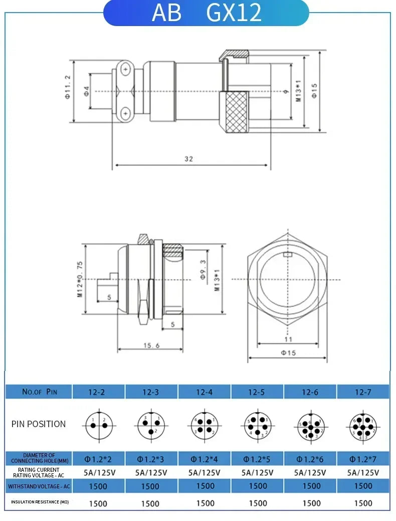 5/10/20Set GX12 GX16 GX20 2P 3P 4P 5P 6P 7P 8P 9P 10P 12P 14P 15 Pin Docking Aviation Plug Socket Waterproof Circular Connector