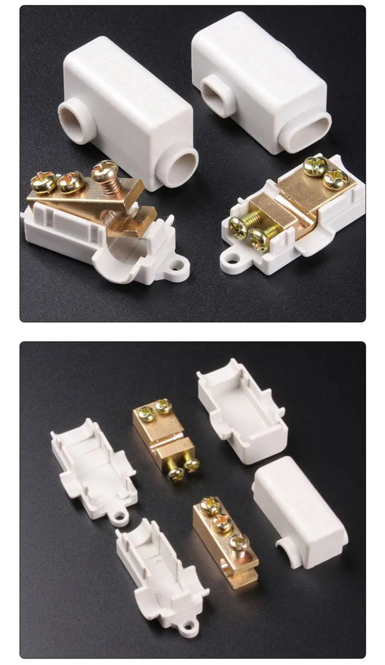 T‑Type Wire Connector ZK Terminal Splitter I-type Brass Clamp Electrical Wire Junction Box for Household Lighting Socket Wiring