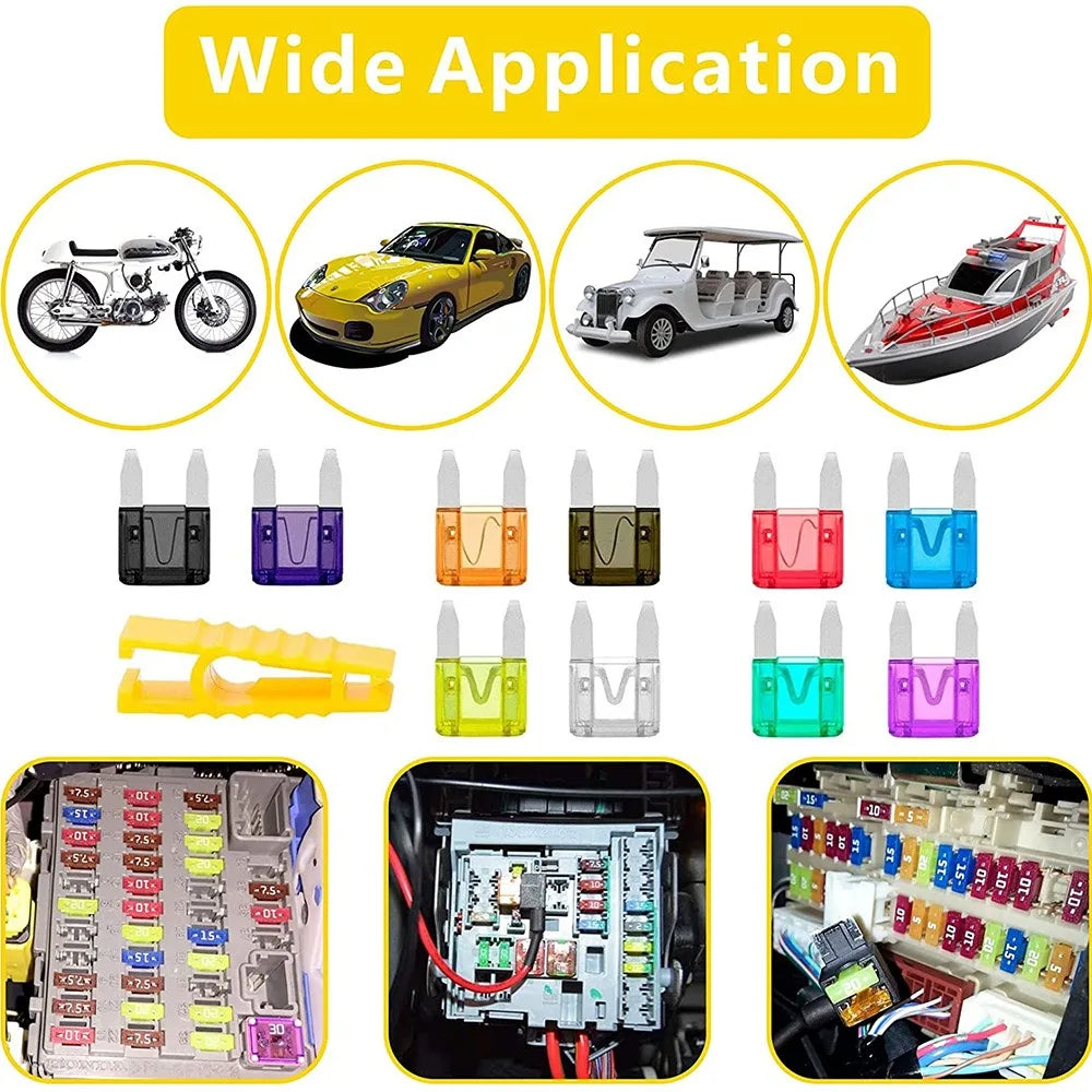 1000/306/120/50PCS Car Fuses Assortment Kit, Mixed Vehicle Blade Fuses - Standard & Mini & Low Profile Mini Fuse
