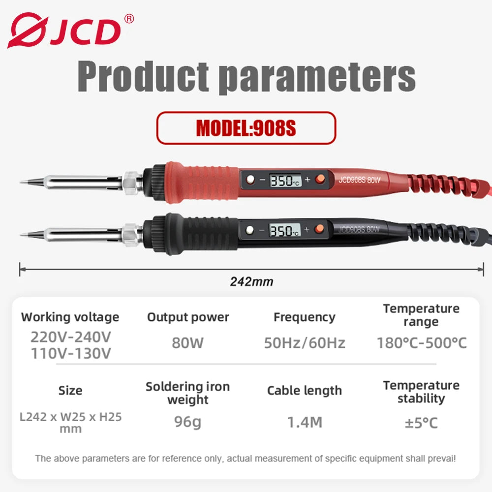JCD 908S Electric Soldering Iron Kit Set 220V 110V 80W LCD Display Adjustable Temperature Home Handmade DIY Welding Repair Tools