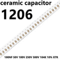 (10pcs) 1206 100NF 50V 100V 250V 104J 0.1UF 5% COG NPO 3216 SMD Ceramic Capacitors