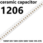 (10pcs) 1206 100NF 50V 100V 250V 104J 0.1UF 5% COG NPO 3216 SMD Ceramic Capacitors
