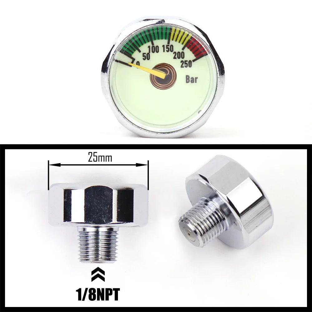 Air Mini Micro Pressure Gauge Manometre Manometer | Thread 1/8BSP(G1/8) 1/8NPT M10 M8 | 30PSI 300PSI 5000PSI 6000PSI 350BAR