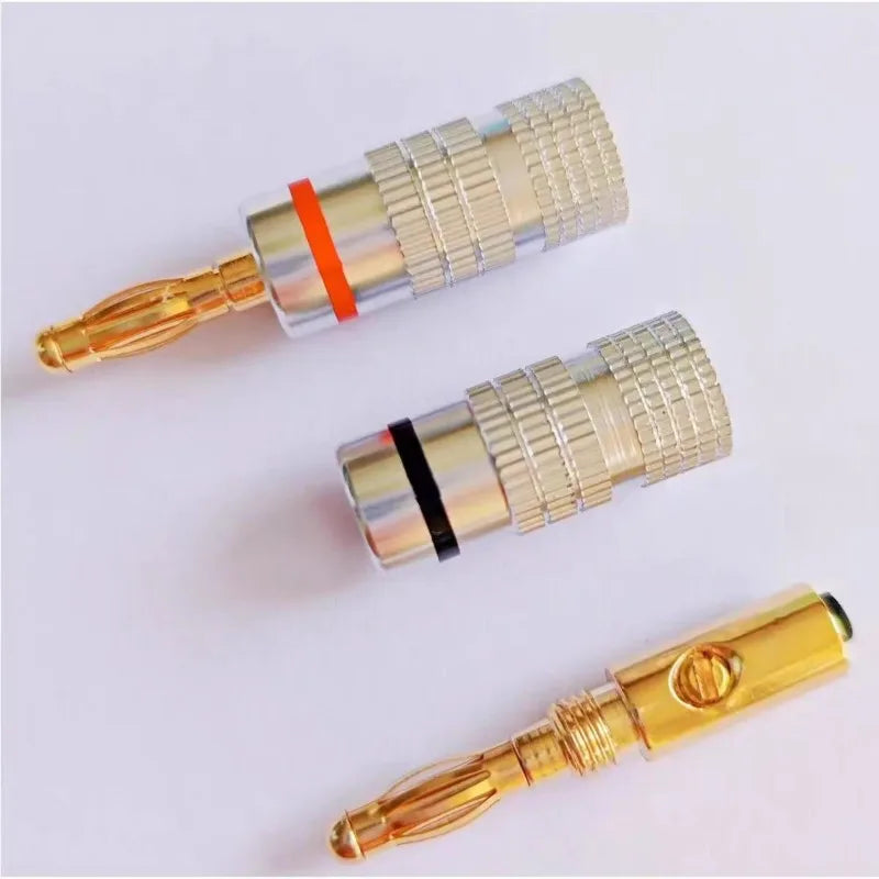 10pcs Banana Connector 4mm Speaker Banana Plugs 24K Gold Plated 4mm Banana Jack Match with 4mm Binding Post