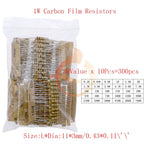 Carbon Film Resistors Assortment Kit set 1/8W 1/4W 1/2W 1W 2W 3W 5W 5% Electronic Components resistor package