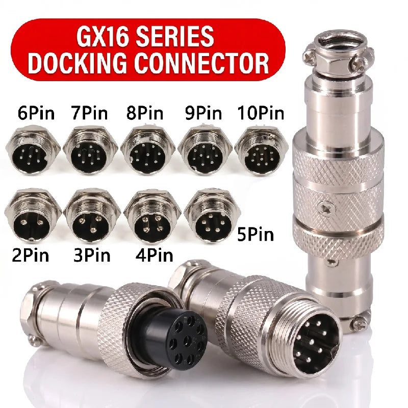 GX16 Aviation Connector 2 3 4 5 6 7 8 9 10 Pin Panel Mount Fixing & Docking Type Male Female Circular Wire Panel M16 Connector