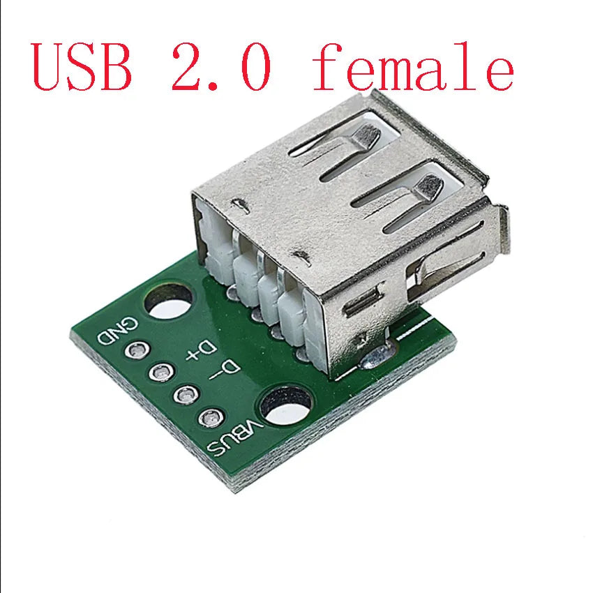 1pcs Type A USB Female to DIP 2.54MM PCB Board Adapter Converter USB Connector USB Female for Arduino