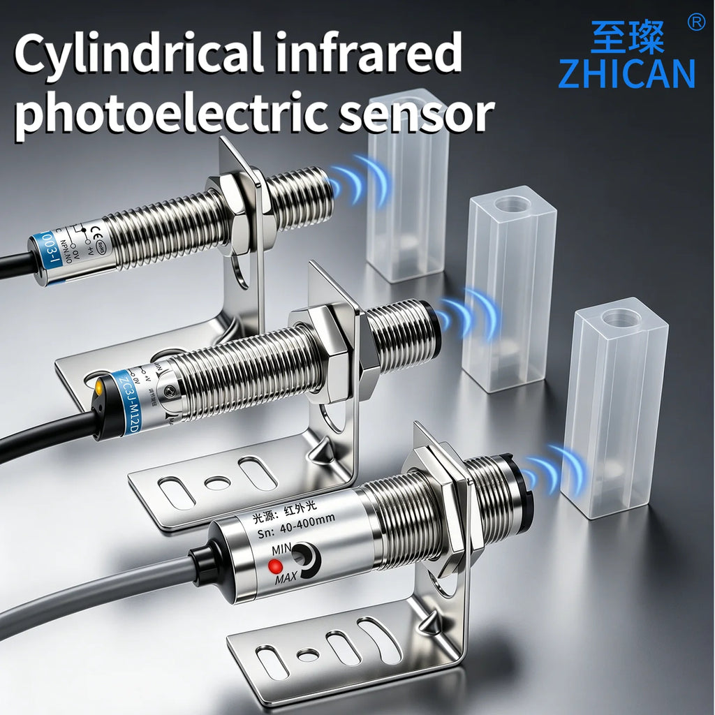 ZHICAN ZC3J M8 M12 M18 Infrared Photoelectric Sensor Diffuse Reflective Adjustable Sensing Distance NPN PNP NO NC