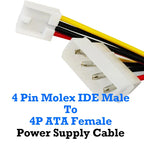 4 Pin Molex IDE Male To 4P ATA Female Power Supply Cable To Floppy Drive Adapter Computer PC Floppy Drive Connector Cord PSU 1PC