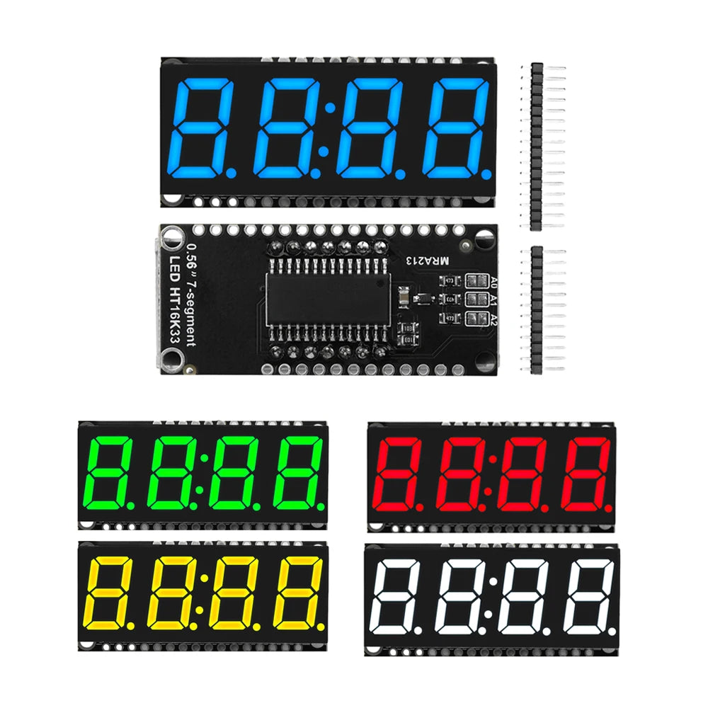 HT16K33 LED Display Module for Arduino 4 Digit 7 Segment 0.56 inch Time Clock Indicator Tube Module Red Blue Green Yellow White