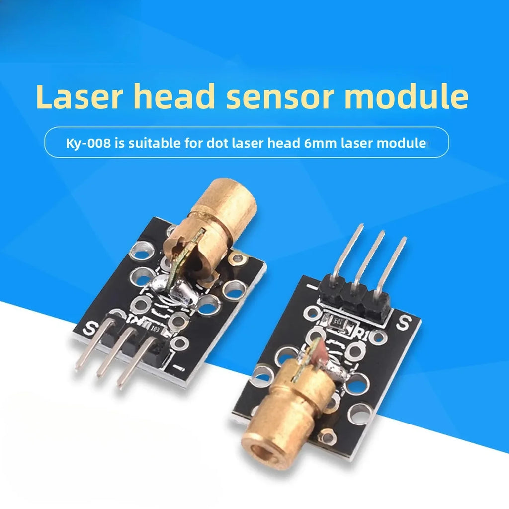 10 Pcs KY-008 Laser Head Sensor Module 5V 650NM Dot Laser 6mm 15x24mm 2.2g - Power Supply Ready