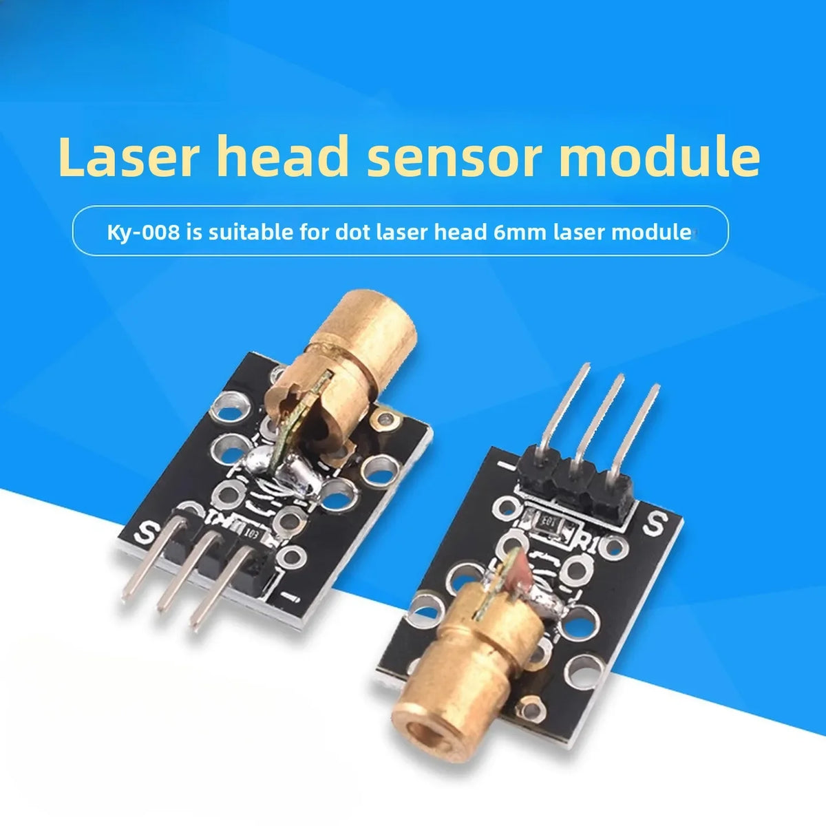 10 Pcs KY-008 Laser Head Sensor Module 5V 650NM Dot Laser 6mm 15x24mm 2.2g - Power Supply Ready