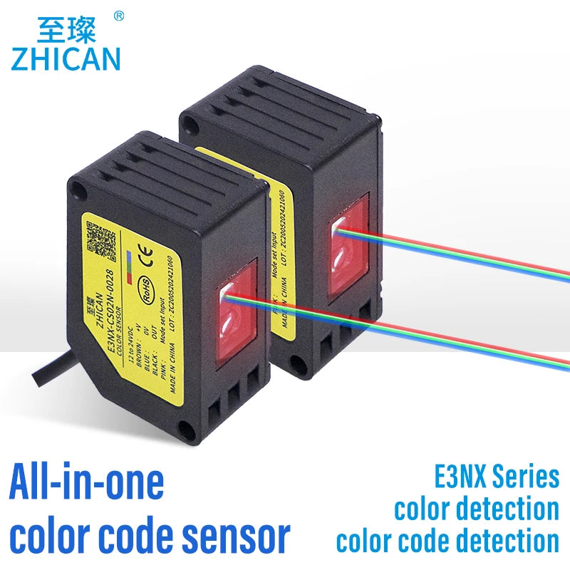 ZHICAN E3NX-028 Intelligent Integrated Color Mark Sensor High Precision Registration Detection Label Positioning Contrast Sensor