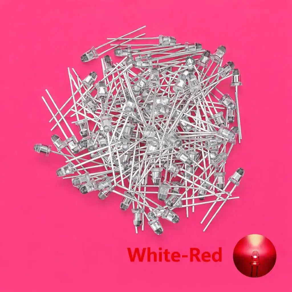 SAMIROB 60/100Pcs 3mm LED Diode Kit F3 Schottky Assorted Diode Red White Green Blue Yellow Orange Pink Purple Warm White for DIY