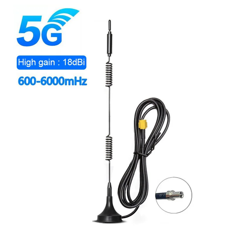 4G LTE  5G Magnetic Antenna Full Band 600-6000Mhz 18dBi SMA Male with 3M Cable 2.4G Wifi Aerial for Modem Wireless Router