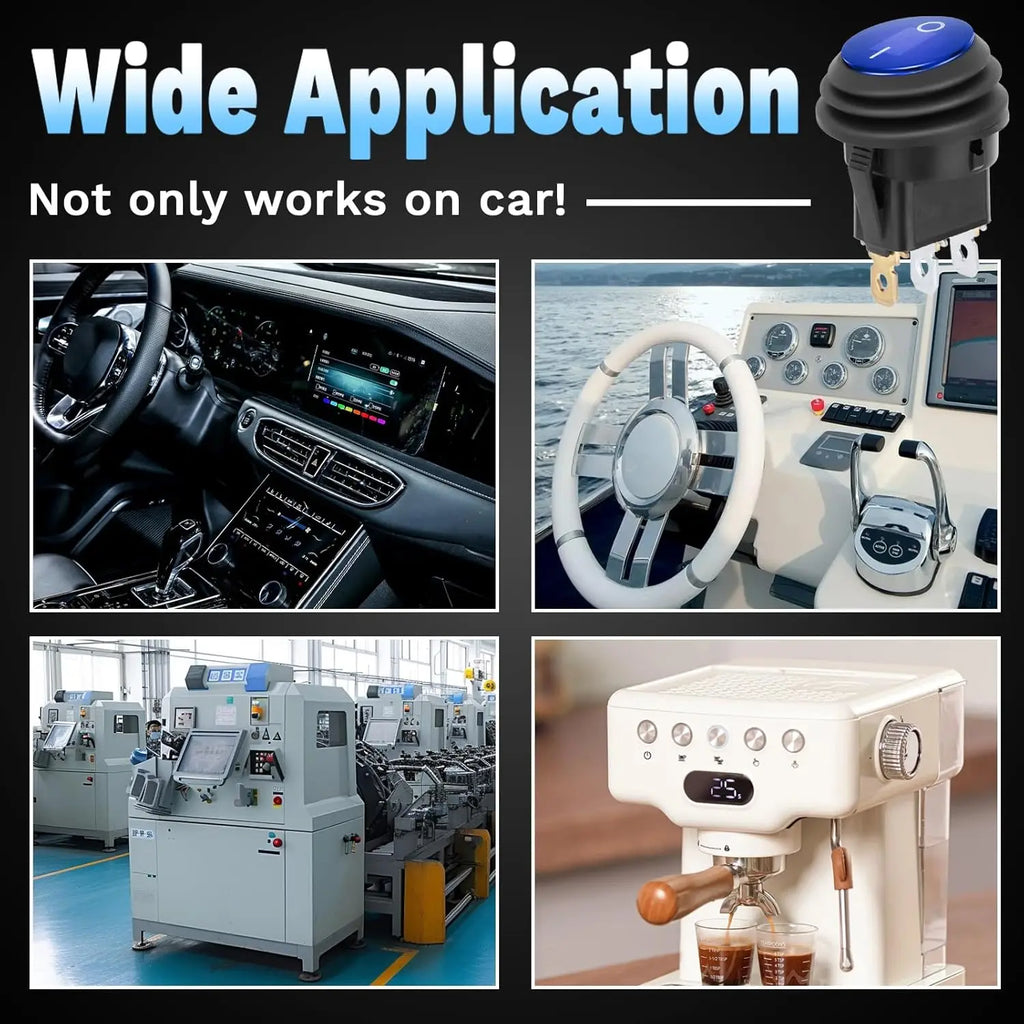 SPST 3 Pin Round Rocker Switch Toggle Switch 12V Waterproof Lighted LED On/Off Switch for Car Marine Toggle Switch