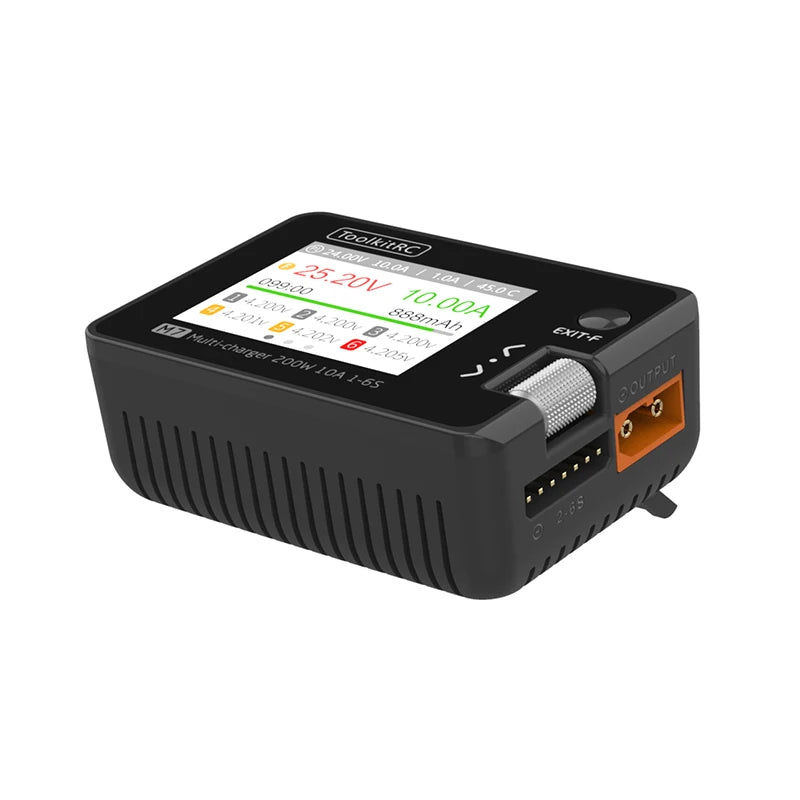 ToolkitRC M7 200W 10A Lithium Battery Balance Charger Discharger 1-6S Lipo With Voltage Servo Checker ESC Receiver Signal Tester