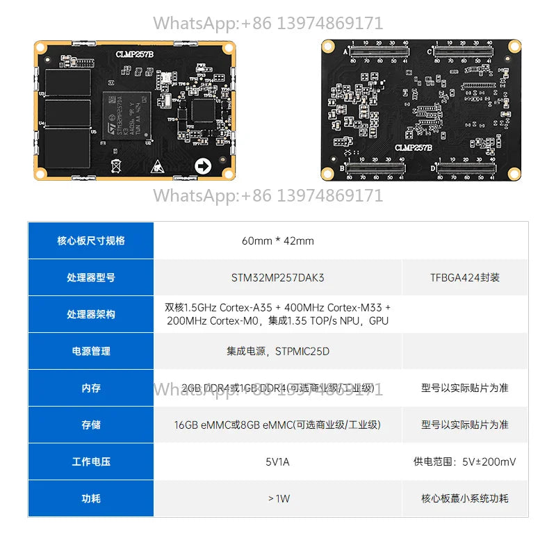STM32MP257 Core Board, ARM Cortex-A35 & M33 Heterogeneous Processor, Embedded Linux Edge AI Industrial Control Module