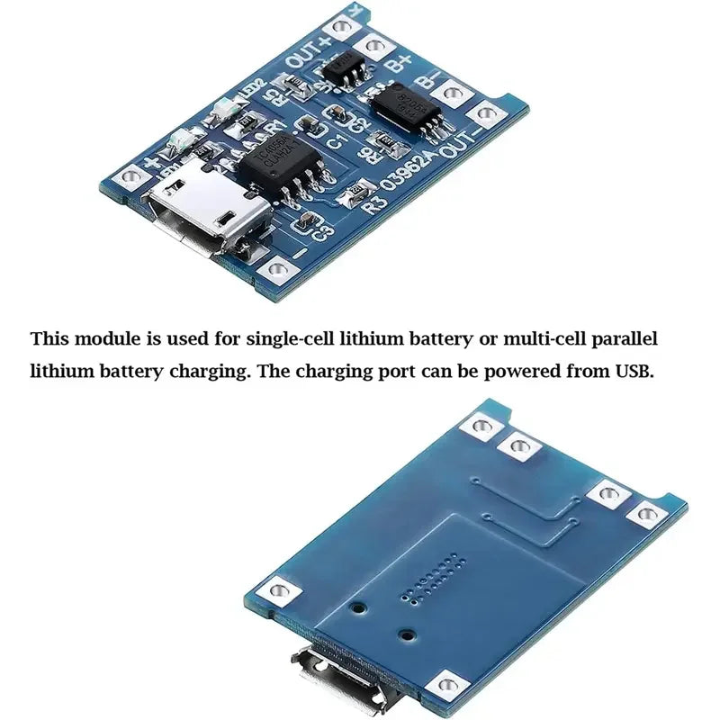 10pcs 5V 1A 18650 Lithium Battery Charging Board TP4056 Lithium Charging Mini/Micro USB Type C Charge Module With Protect