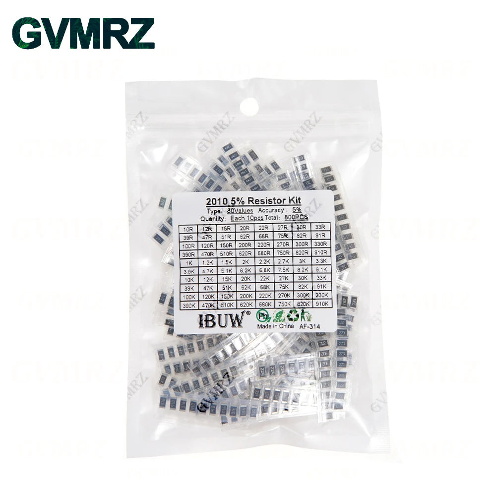 0201 0402 0603 0805 1206 1% 5% SMD Resistor Assorted Kit 1R-1M 10K 100K 1K 100R Resistance Set DIY