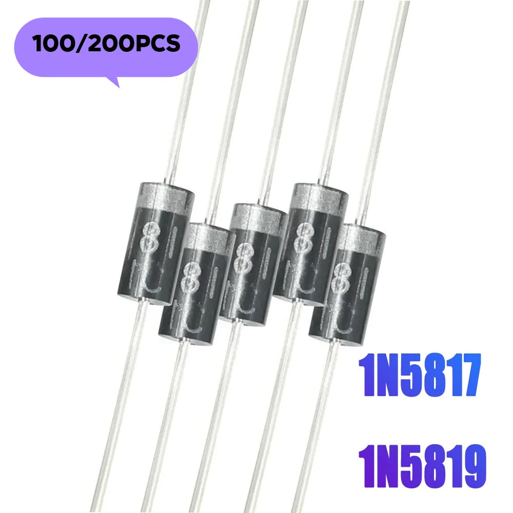 100/200PCS 1N5817 1N5819 Diode 1A DO-41 Schottky Diodes Kit Electronic Components