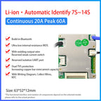 Small Type 3.2V LiFePO4 3.7V Li-ion 20A 30A 40A 50A Electric Bike Smart BMS 7S-14S 24V 36V 48V with UART BT