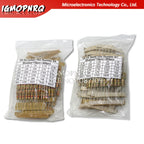 150PCS 300PCS Resistor Kit 1W 2W 3W 5W 5% 30Kinds X 10PCS Carbon Film Resistance 0.1-750 ohm Set 1k-820K 30Kinds X 5PCS hjxrhgal