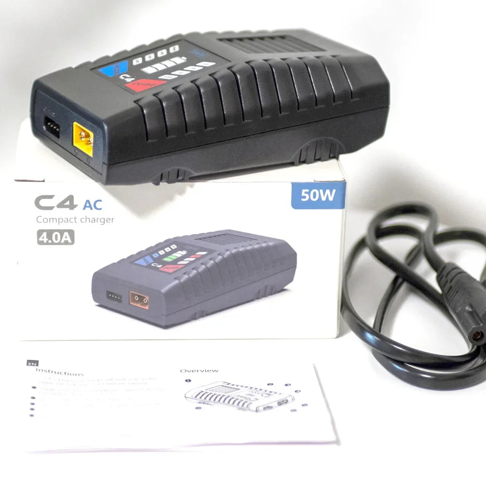 ToolkitRC C4 Charger 50W 5A AC XT60 Plug Charger for RC FPV Racing Freestyle Drone LIPO LIHV LIFE 2~4S NIMH NICD 5~8S Batteries
