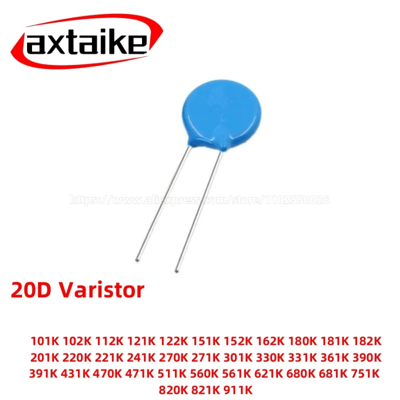 5PCS 20D Series Varistor Resistor 20D391K/20D471K/20D162K Radial Lead MOV, Overvoltage Protector for Circuit Surge Suppression