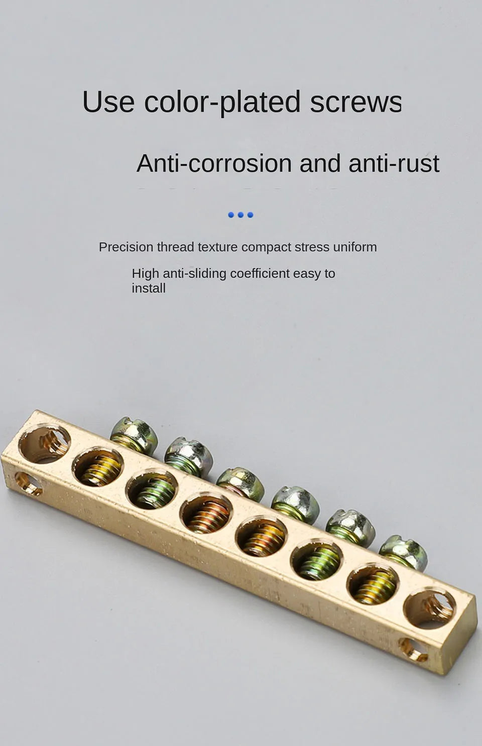 Bridge Type Zero Line Ground Bar Grounding Copper Bar Distribution Box to Zero  Terminal Block Connector Earth Neutral 5-12 Hole