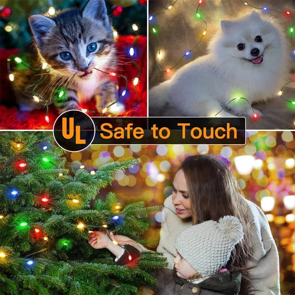 1000/500LED Green Wire Led String Fairy Lights US/EU Plug 110V/220V Waterproof LED Christmas Tree Holiday Home Garden Decor Xmas