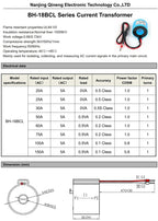 Current Transformer Sensor 05 Class BH-18BCL 50/5 100/5 150/5 High Precision Din Rail Current Transformer for Current Metering