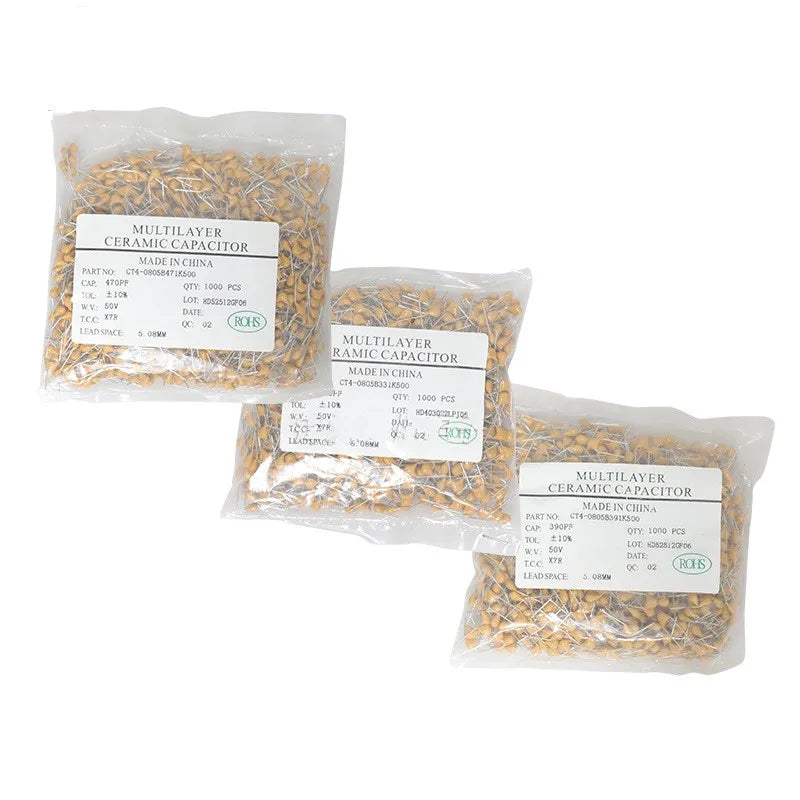 1000pcs Monolithic Multilayer ceramic capacitor 50V 100~106 10pF~10uF 102 103 104 105pF 1 22 33 47 68 100 nF 0.01 0.1 uF P5.08mm
