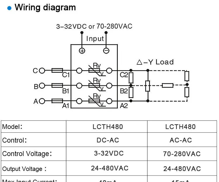 LCTC Three-phase Solid State Relay SSR 3 Phase 10A 25A 40A 60A 80A 100A 120A 150A 200A AC Control AC DC Control AC 25DA 380VAC