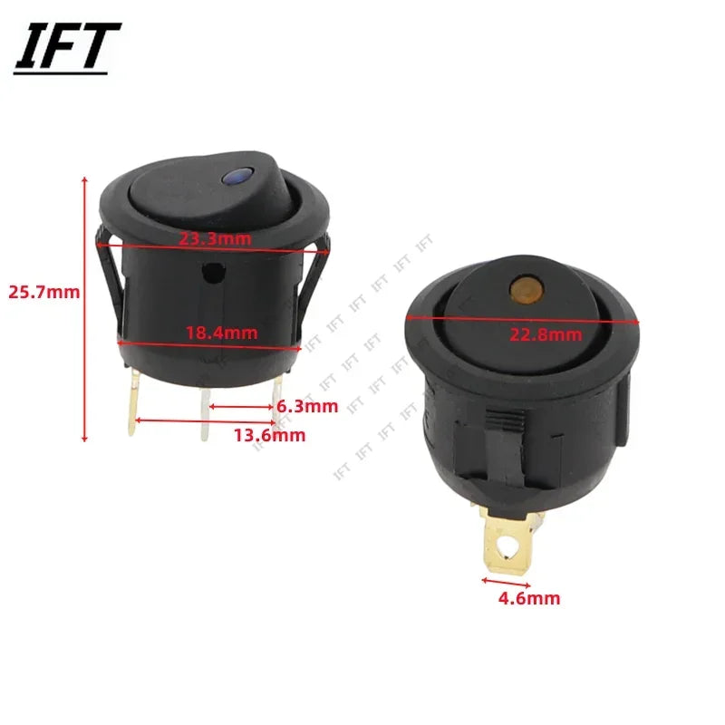 10Pcs ON/OFF 12V 220V 20mm Round Rocker Dot Switch Waterproof LED Light Luminescence Toggle Switches 3Pin
