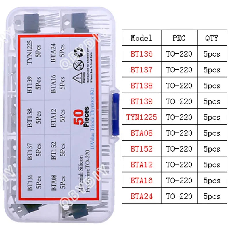 TO92 TO126 TO220 DIP Triode PNP NPN Field-Effect Transistor Assorted Kit Mosfet Thyristor mixed set
