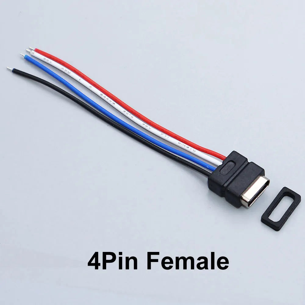 YanXi 2/5/10PCS 2Pin 4Pin Type-C Waterproof Female Connector Fast Charger Charging Interface USB Port Socket With Cable