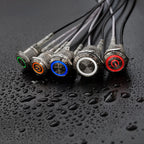 16mm Waterproof Metal Push button Switches With LED Light Flat Head 19mm Momentary self-Reset or Latching With Fixing 4Pins 12V