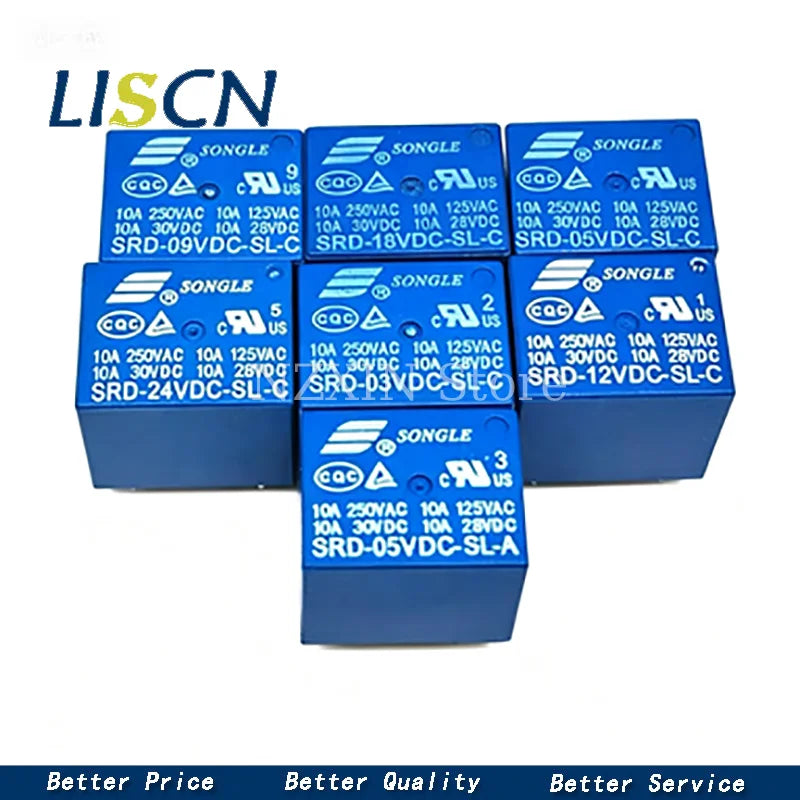 5PCS Relay SRD-03VDC-SL-C SRD-05VDC-SL-C SRD-24VDC-SL-C SRD-12VDC-SL-C 3V 5V 6V 9V 12V 24V 48V 10A 250VAC 5PIN Relays Relais
