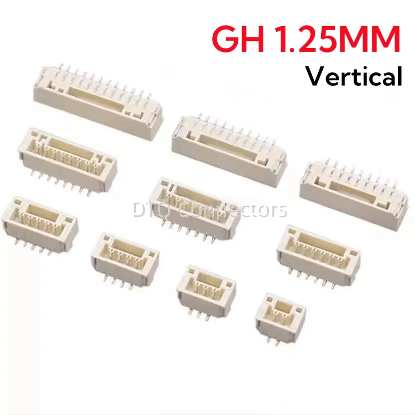 20Pcs GH 1.25mm with lock connector patch Vertical SMT 2/3/4/5/6/7/8/10P GH1.25 Connector Header Male