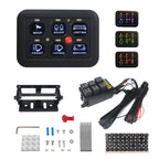 12V LED 6 Gang Switch Panel 600W-1200W Circuit Control Relay System Box Slim Touch Control Panel for Boat Jeep UTV Caravan